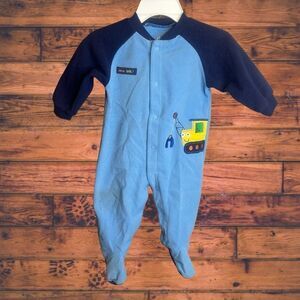 5 for $25🔥3-6 Months Carter's Blue Fleece Footie Pajama Jumpsuit